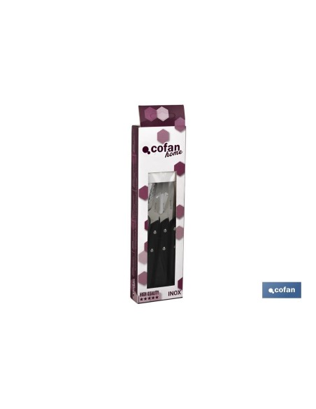 PACK 3 CUCHILLO CHULETERO MICRODENTADO HOJA 10cm MODELO GULASH NEGRO