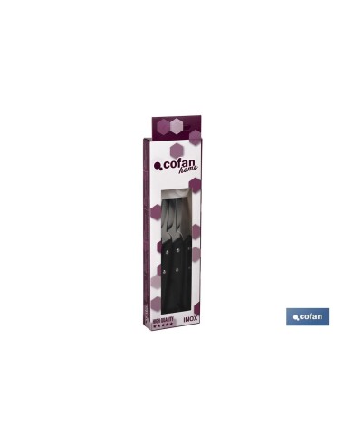 PACK 3 CUCHILLO DE MESA CON FILO HOJA 10cm MODELO GULASH NEGRO