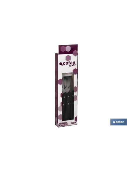 PACK 3 CUCHILLO DE MESA CON FILO HOJA 10cm MODELO GULASH NEGRO