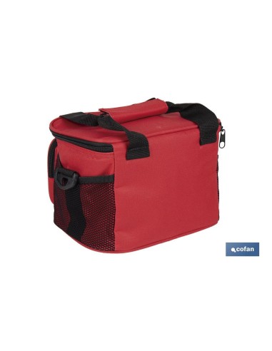 NEVERA TEXTIL PORTÁTIL MULTIBOLSILLOS COLOR ROJO 5 L