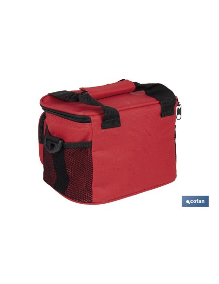 NEVERA TEXTIL PORTÁTIL MULTIBOLSILLOS COLOR ROJO 5 L