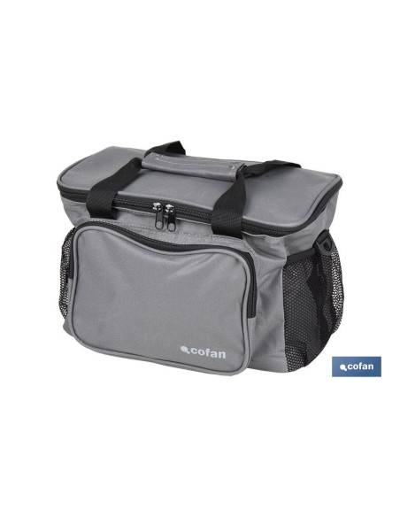 NEVERA TEXTIL PORTÁTIL MULTIBOLSILLOS COLOR GRIS OSCURO 15 L