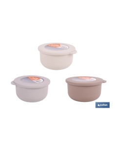 SET DE 3 RECIPIENTES REDONDOS CON TAPA 100 ML, 250 ML, 500 ML