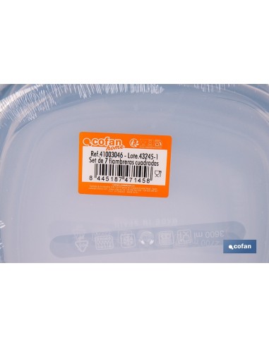 SET DE 7 FIAMBRERAS CUADRADAS 220/350/600/1200/2000/2700/3600 ML