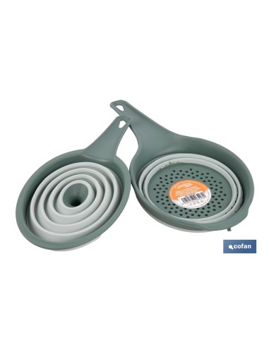 PACK DE EMBUDO Y COLADOR PLEGABLE VERDES