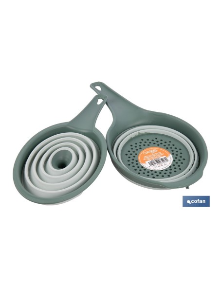 PACK DE EMBUDO Y COLADOR PLEGABLE VERDES