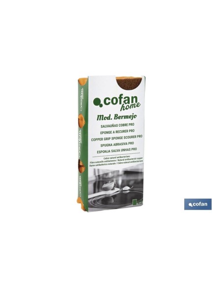 PACK DE 3 ESTROPAJOS SALVAUÑAS COBRE PRO ANTIBACTERIANO NATURALventa unitaria