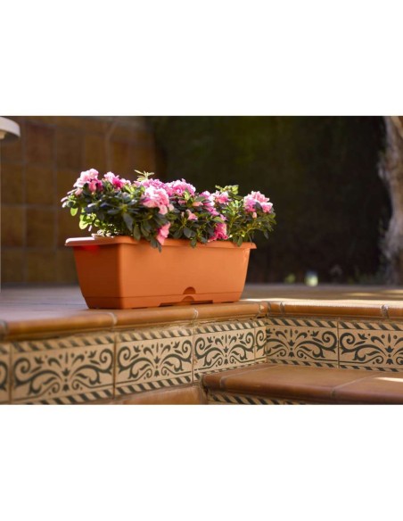 JARDINERA BALCONERA PLASTICA 60 S/ SOPORTE TERRACOTA (D) PLASTICFOR
