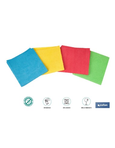 PACK DE 4 BAYETAS DE ALTA CALIDAD AZUL, ROJO, AMARILLO , VERDE 38 X 35 CM