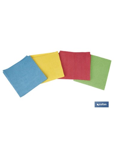PACK DE 4 BAYETAS DE ALTA CALIDAD AZUL, ROJO, AMARILLO , VERDE 38 X 35 CM