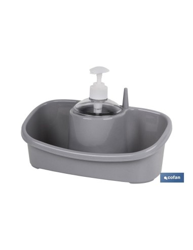 ESTROPAJERO CON DOSIFICADOR GRIS CLARO 26X13X16.5cm venta unitaria