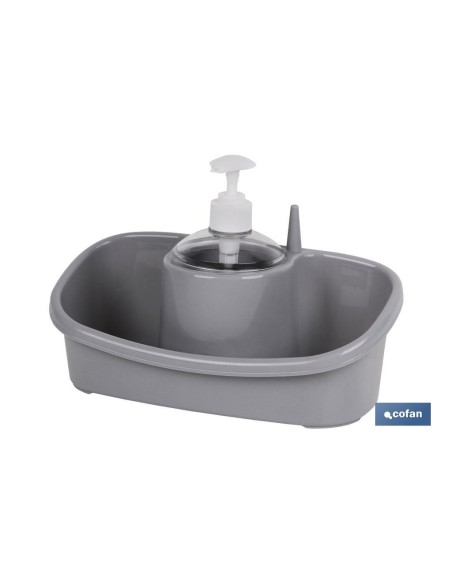 ESTROPAJERO CON DOSIFICADOR GRIS CLARO 26X13X16.5cm venta unitaria