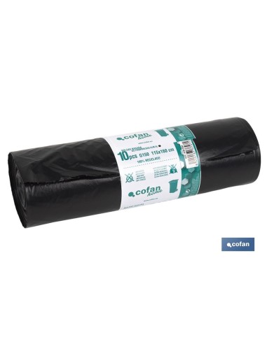 PACK 10 BOLSAS BASURA115x160cm GALGA 150 NEGRO