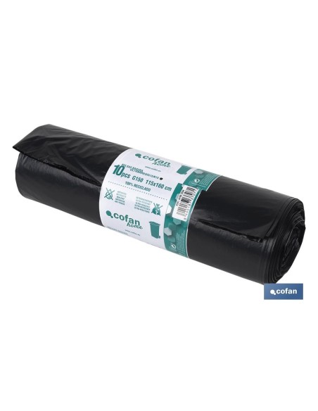 PACK 10 BOLSAS BASURA115x160cm GALGA 150 NEGRO