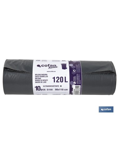 BOLSA DE BASURA 90X110 GALGA 150 COLOR GRIS 10 UDS.