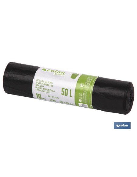 BOLSA DE BASURA 60x80 GALGA 120 50 L COLOR NEGRO 10 UDS.