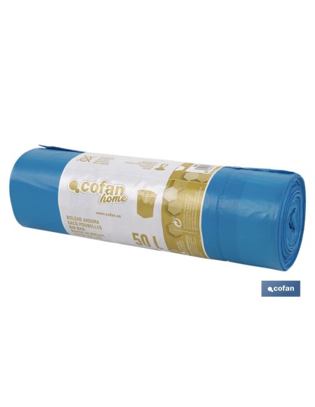 BOLSA DE BASURA AUTOCIERRE PERFUMADA 70 x70 CM G.120 COLOR AZUL10 UDS 50l
