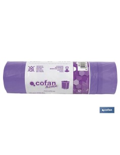BOLSA DE BASURA AUTOCIERRE PERFUMADA LAVANDA 57 X 57 G.90 COLOR VIOLETA 15 UDS 30l 2