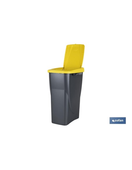 CUBO DE BASURA PARA RECICLAR 15 LITROS COLOR AMARILLO 20 X 31 X 42 CM