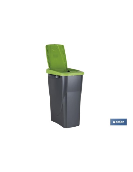 CUBO DE BASURA PARA RECICLAR 15 LITROS COLOR VERDE 20 X 31 X 42 CM