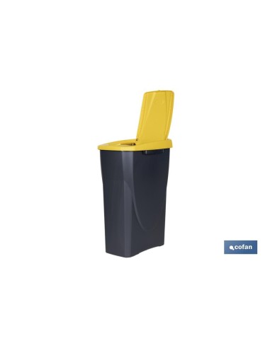 CUBO DE BASURA PARA RECICLAR 25 LITROS COLOR AMARILLO 21.5 X 36 X 51 CM