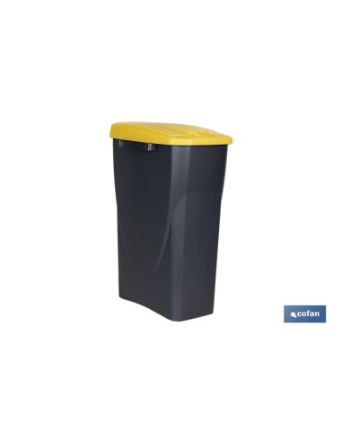 CUBO DE BASURA PARA RECICLAR 25 LITROS COLOR AMARILLO 21.5 X 36 X 51 CM