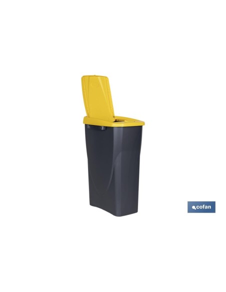 CUBO DE BASURA PARA RECICLAR 25 LITROS COLOR AMARILLO 21.5 X 36 X 51 CM