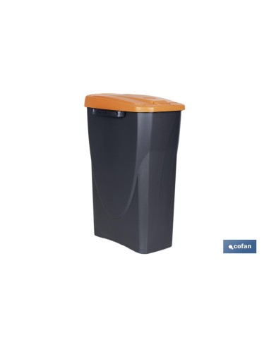 CUBO DE BASURA PARA RECICLAR 25 LITROS COLOR NARANJA 21.5 X 36 X 51 CM