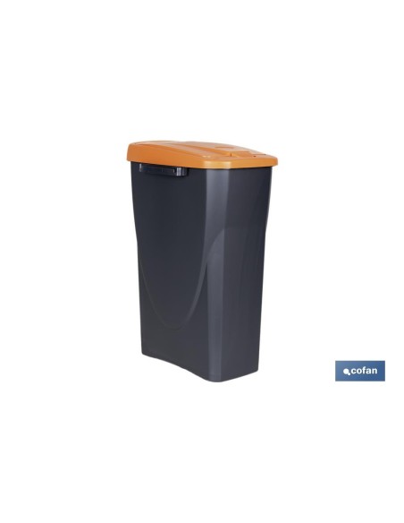 CUBO DE BASURA PARA RECICLAR 25 LITROS COLOR NARANJA 21.5 X 36 X 51 CM