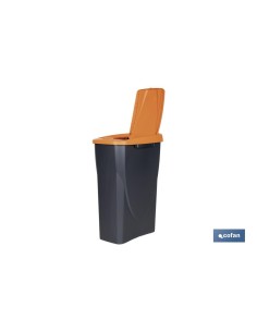 CUBO DE BASURA PARA RECICLAR 25 LITROS COLOR NARANJA 21.5 X 36 X 51 CM 2