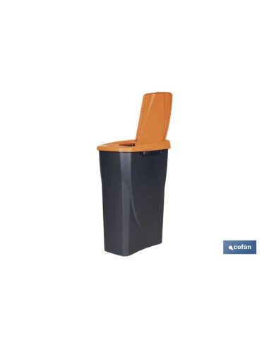 CUBO DE BASURA PARA RECICLAR 25 LITROS COLOR NARANJA 21.5 X 36 X 51 CM