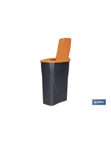 CUBO DE BASURA PARA RECICLAR 25 LITROS COLOR NARANJA 21.5 X 36 X 51 CM