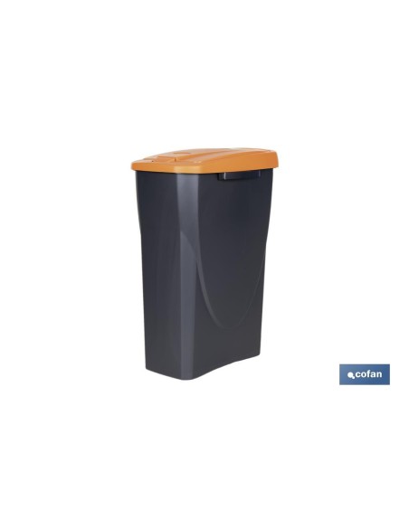 CUBO DE BASURA PARA RECICLAR 25 LITROS COLOR NARANJA 21.5 X 36 X 51 CM