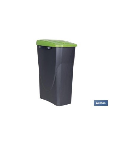 CUBO DE BASURA PARA RECICLAR 25 LITROS COLOR VERDE 21.5 X 36 X 51 CM