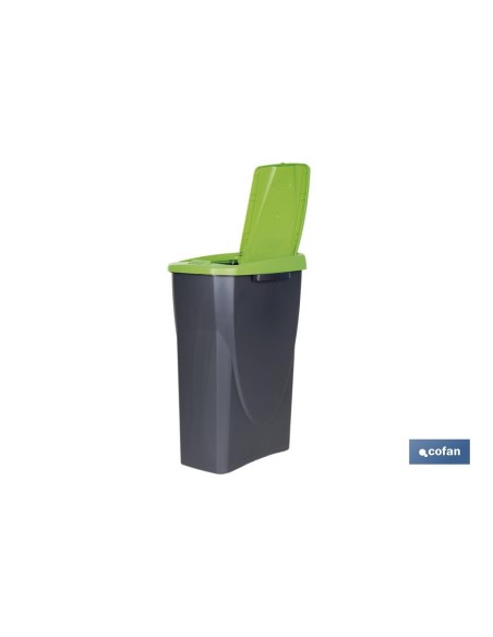 CUBO DE BASURA PARA RECICLAR 25 LITROS COLOR VERDE 21.5 X 36 X 51 CM