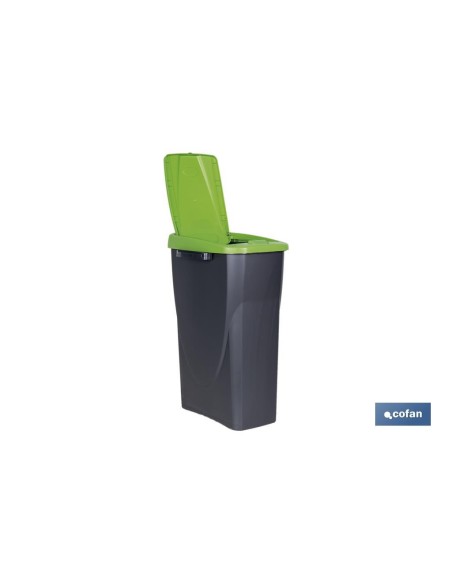 CUBO DE BASURA PARA RECICLAR 25 LITROS COLOR VERDE 21.5 X 36 X 51 CM
