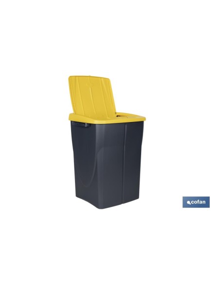 CUBO DE BASURA PARA RECICLAR 45 LITROS COLOR AMARILLO 36.5 X 36 X 51 CM