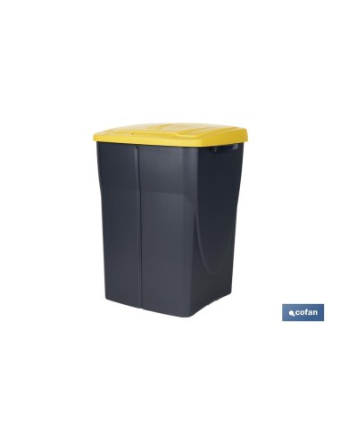 CUBO DE BASURA PARA RECICLAR 45 LITROS COLOR AMARILLO 36.5 X 36 X 51 CM