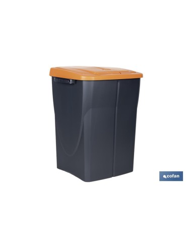 CUBO DE BASURA PARA RECICLAR 45 LITROS COLOR NARANJA 36.5 X 36 X 51 CM
