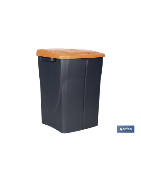 CUBO DE BASURA PARA RECICLAR 45 LITROS COLOR NARANJA 36.5 X 36 X 51 CM