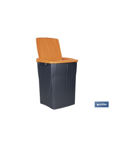 CUBO DE BASURA PARA RECICLAR 45 LITROS COLOR NARANJA 36.5 X 36 X 51 CM