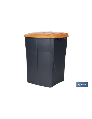 CUBO DE BASURA PARA RECICLAR 45 LITROS COLOR NARANJA 36.5 X 36 X 51 CM