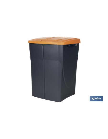 CUBO DE BASURA PARA RECICLAR 45 LITROS COLOR NARANJA 36.5 X 36 X 51 CM