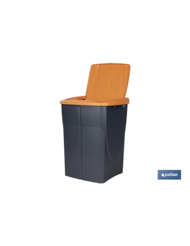 CUBO DE BASURA PARA RECICLAR 45 LITROS COLOR NARANJA 36.5 X 36 X 51 CM