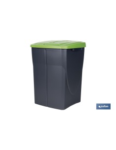 CUBO DE BASURA PARA RECICLAR 45 LITROS COLOR VERDE 36.5 X 36 X 51 CM
