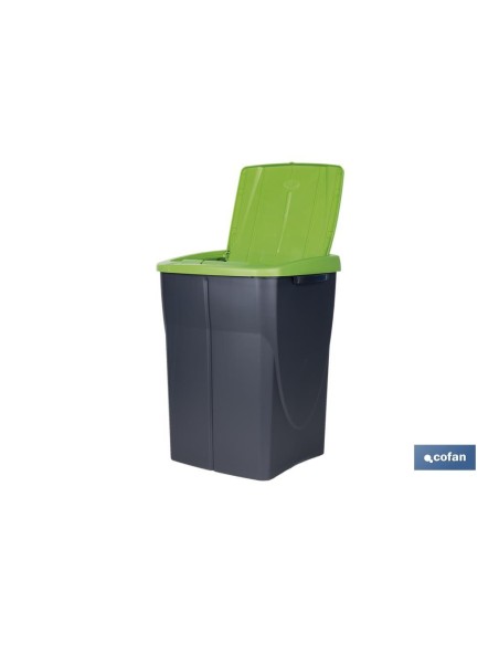 CUBO DE BASURA PARA RECICLAR 45 LITROS COLOR VERDE 36.5 X 36 X 51 CM