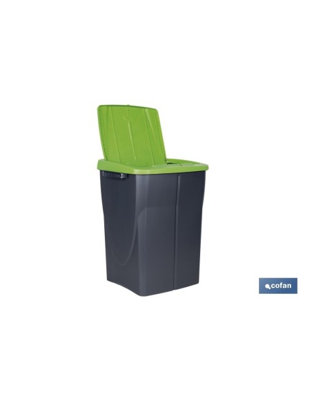 CUBO DE BASURA PARA RECICLAR 45 LITROS COLOR VERDE 36.5 X 36 X 51 CM