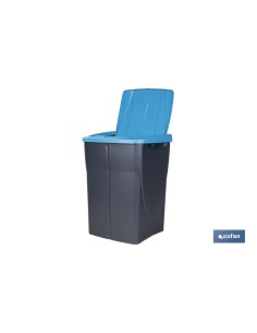 CUBO DE BASURA PARA RECICLAR 45 LITROS COLOR AZUL 36.5 X 36 X 51 CM 2