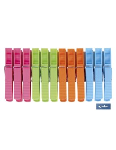 PACK 12 UDS PINZAS PLÁSTICO GRANDES 9cm 2