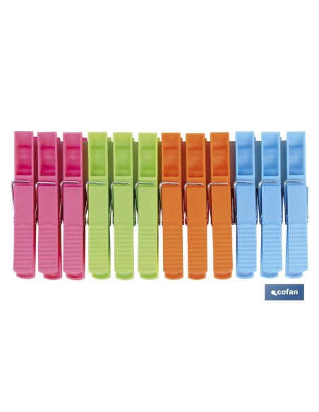 PACK 12 UDS PINZAS PLÁSTICO GRANDES 9cm